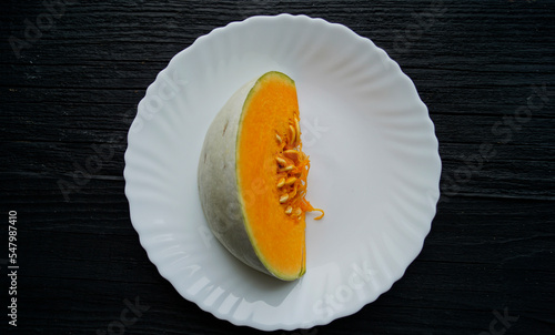cantaloupe melon on a plate