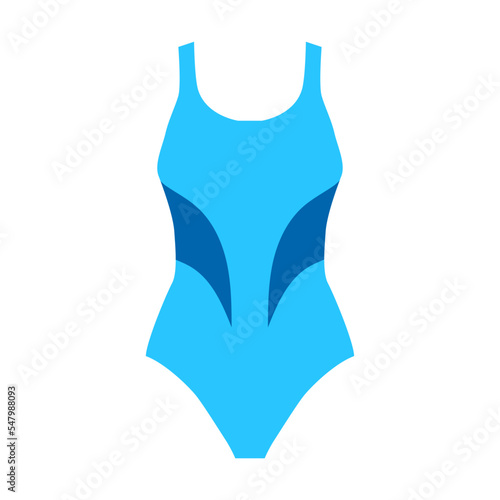 Female blue one piece swimsuit. Fashion, outfit, accessory concept. Clothes for women. Vector illustration