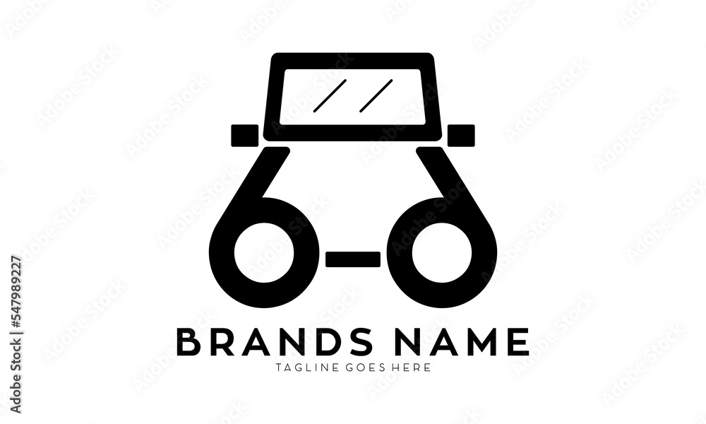 Off road car front side with number 6 logo vector. Off road car front side with number 6 logo vector.