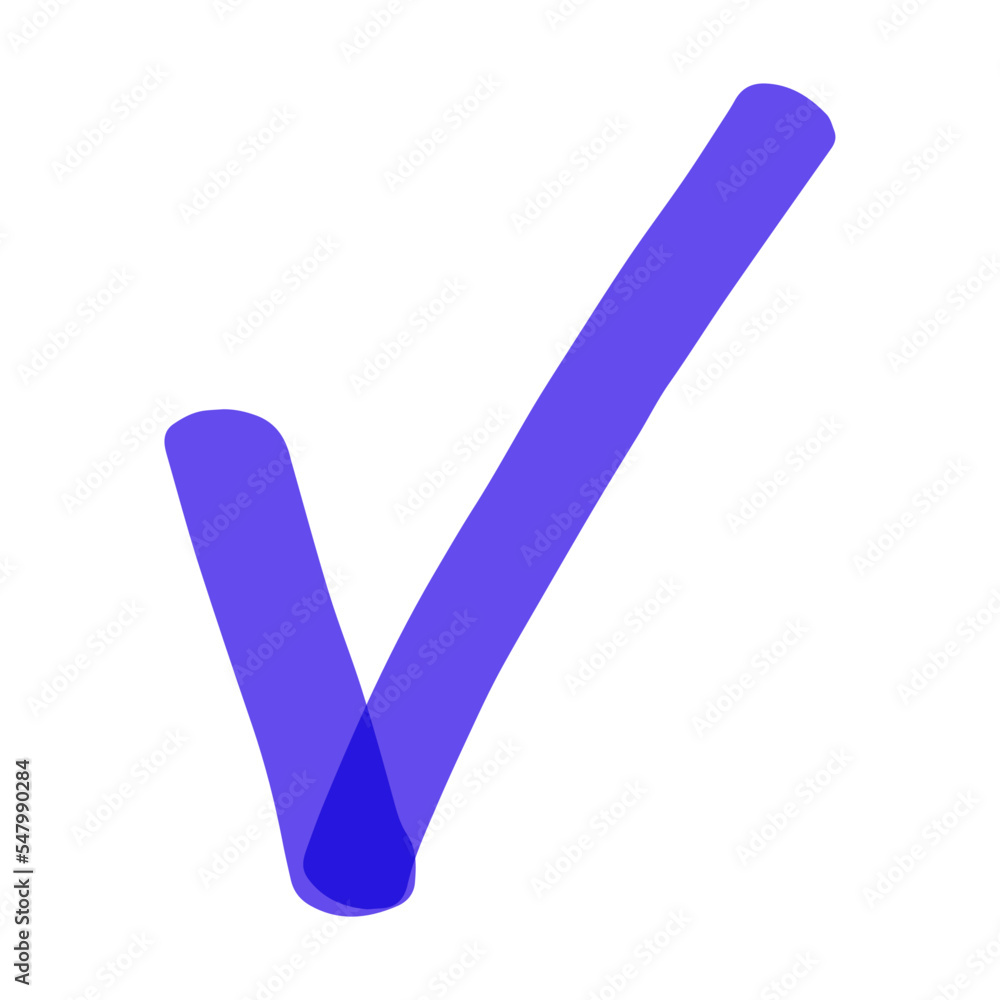 Hand drawn marker Check mark. Cartoon vector illustration. Blue permanent Check mark. Ink, doodle, texture concept for banner design Hand drawn marker Check mark. Cartoon vector illustration. Blue permanent Check mark. Ink, doodle, texture concept for banner design