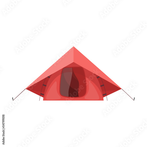 Camp tent for travel. Vector illustration of temporary shelter for tourists or military equipment with canvas and ropes isolated on white. Mountaineering, camping concept © Bro Vector