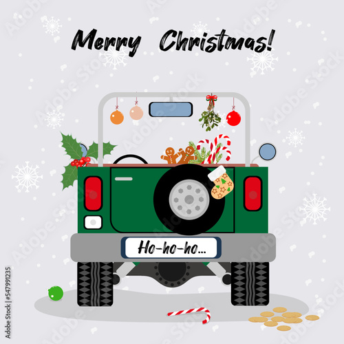 Christmas car of modern Santa Claus