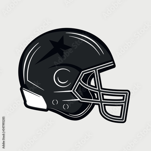 American Football helmet icon isolated on white background. Element for logo, label, emblem. Print for t-shirt, typography. Vector illustration
