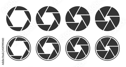 Camera shutter vector icons set.