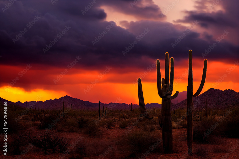 cactus at sunset