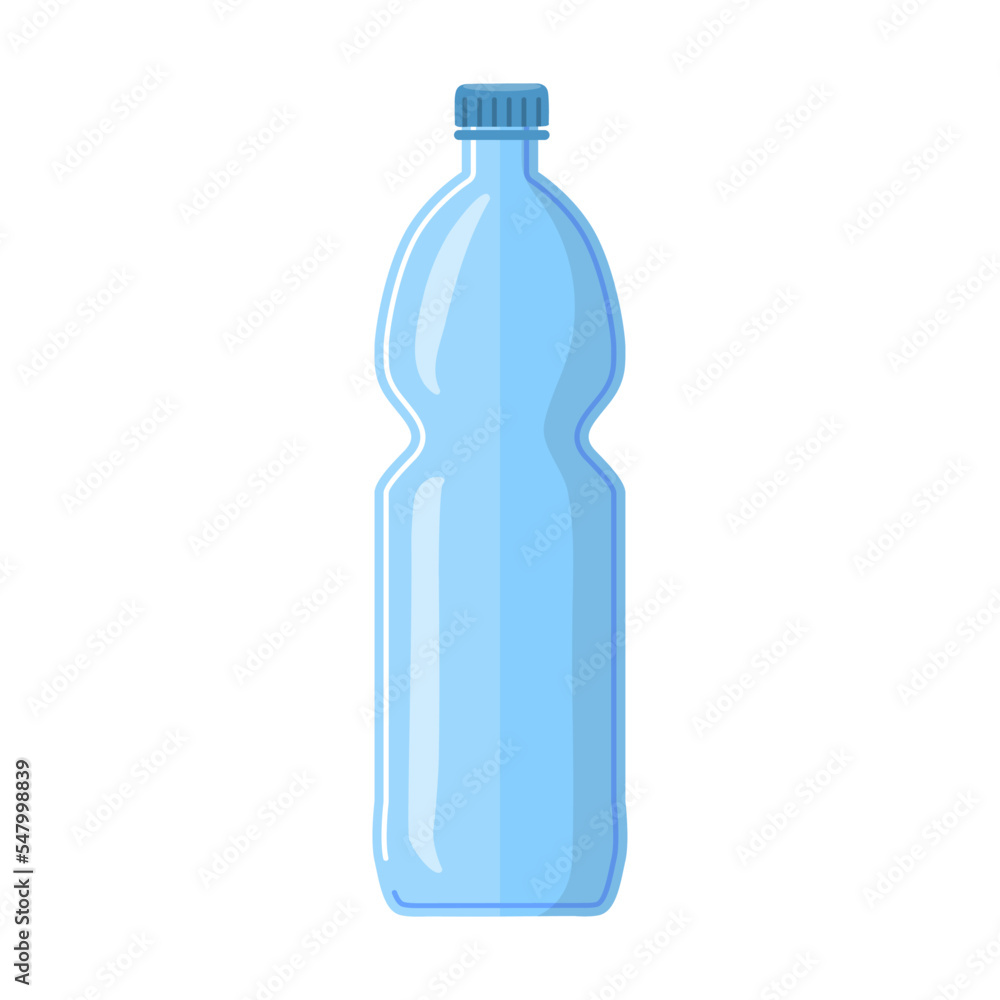 Bottle for water. Cartoon vector illustration. Bottle shape isolated on white background. Consumption, packaging concept for banner design Bottle for water. Cartoon vector illustration. Bottle shape isolated on white background. Consumption, packaging concept for banner design