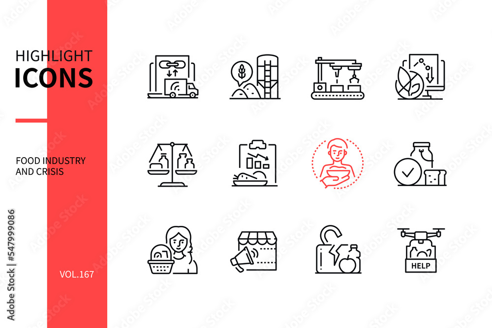 Photo & Art Print Food industry and crisis - modern line design style ...