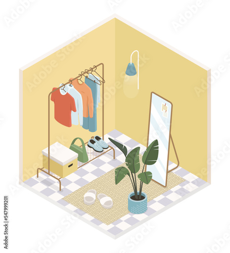 Personal dressing room - modern vector colorful isometric illustration