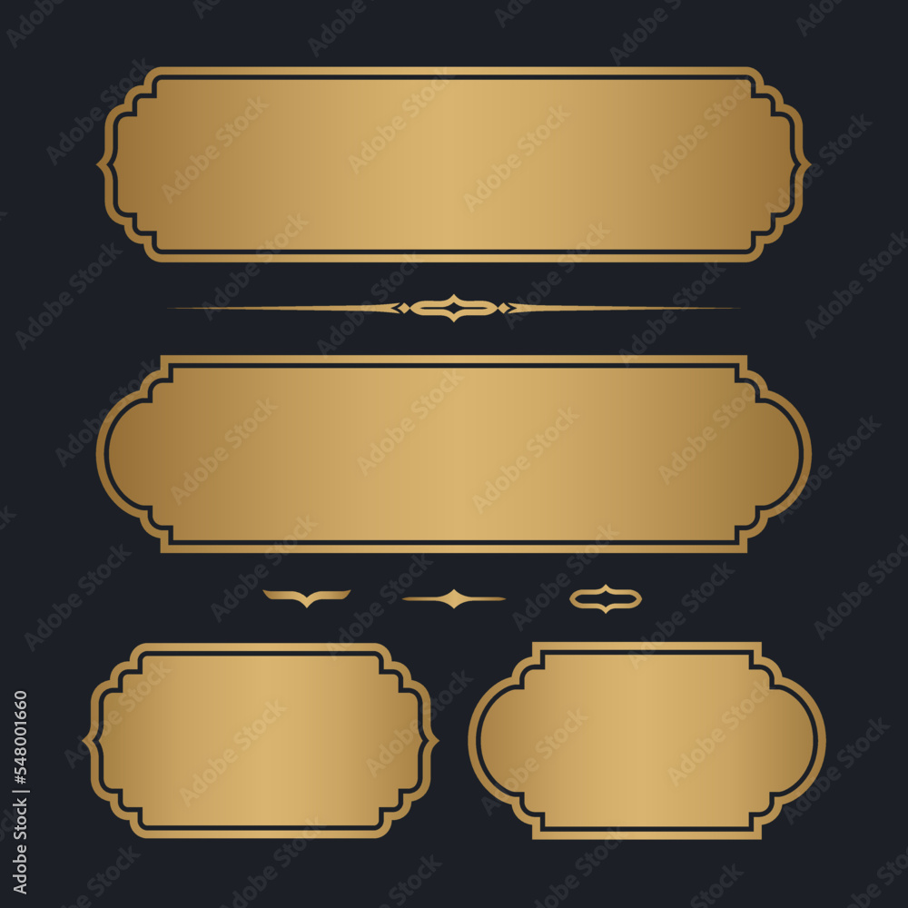 Set of Gold premium label. golden name plate. Vector illustration Stock  Vector