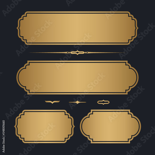 Set of Gold premium label. golden name plate. Vector illustration