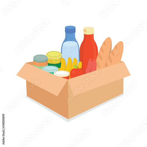 Donation food box design vector flat isolated illustration