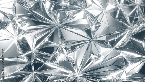 3d render, abstract clear crystal background, macro texture of a faceted glass, modern geometric wallpaper