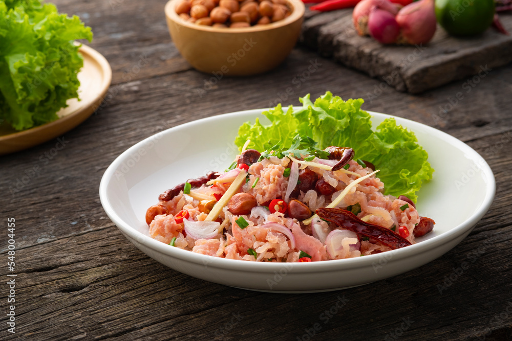 Thai Spicy Sour Fermented Pork Salad (Yam Naem).easiest dishes ,healthy and low carb meal Thai Spicy Sour Fermented Pork Salad (Yam Naem).easiest dishes ,healthy and low carb meal