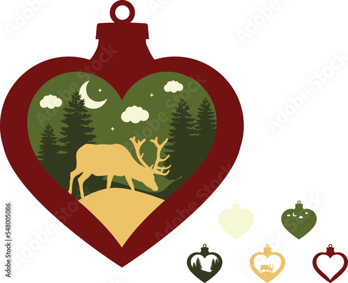 Christmas Heart Ball Laser Cut File photo