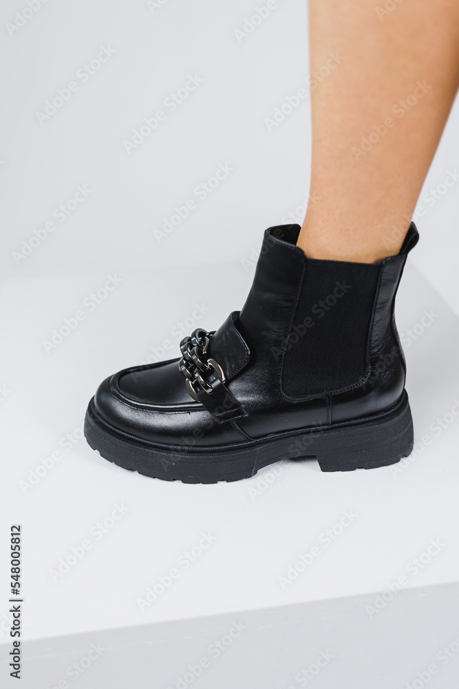 custom made wallpaper toronto digitalWomen's legs in short chelsea boots with metal buckle, women's leather shoes. A fashionable collection of women's shoes