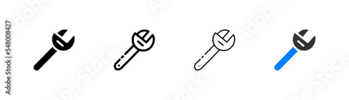 Wrench set icon. Construction, building, architecture, engineering, project, fix, repair, engineer, builder, service, help, tire fitting. Four vector icon in different styles on a white background