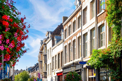 Maastricht, Netherlands. Cityscape with traditional facades on a sunny day in autumn