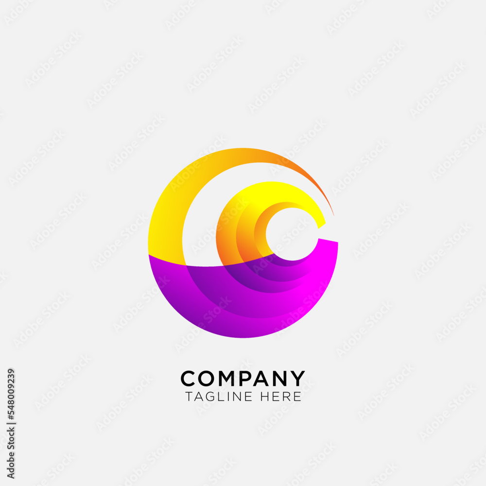 Round logo template with color gradient