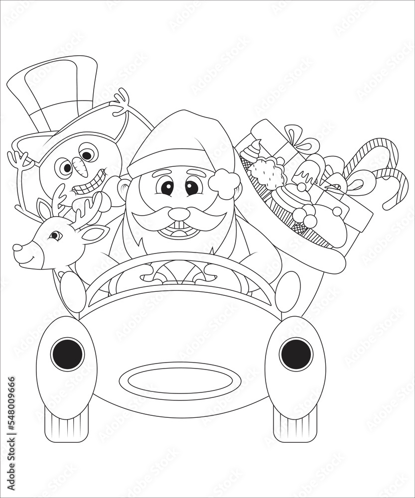 funny Christmas coloring page for kids. Christmas coloring book page for kids