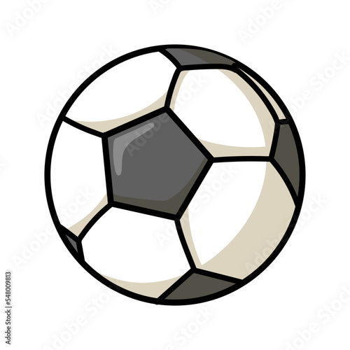 Sports soccer ball. School supplier sticker for t shirt design. Flat vector illustration for student learning. Back to school and education concept