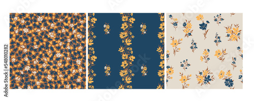 Design of spring print with flowers for textile and dresses