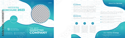 Four pages Company profile cover abstract brochure template design with space to add image