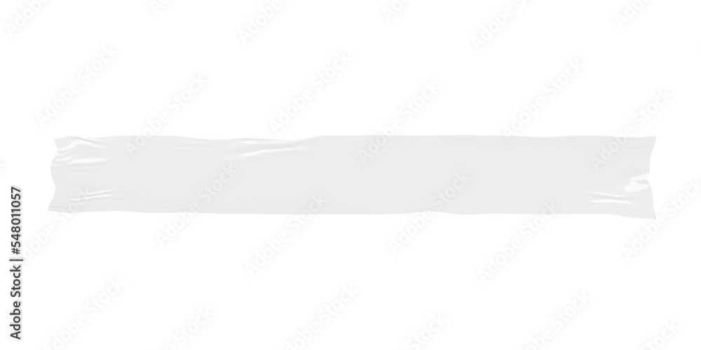 Blank, empty long rectangle white plastic foil sticker template with wrinkles on white background with copy space Blank, empty long rectangle white plastic foil sticker template with wrinkles on white background with copy space