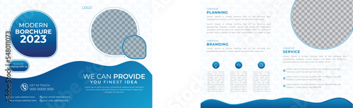 Four pages Company profile cover abstract brochure template design with space to add image