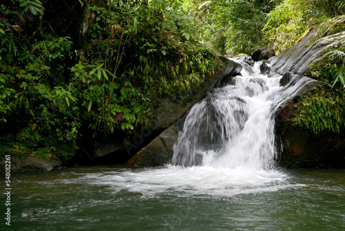 The countryside waterfall with emerald pools at Ton Chong Fa Waterfall National Park  Phang Nga  Thailand.