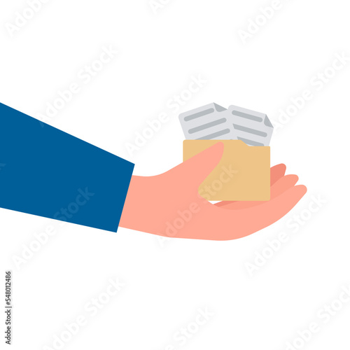 icon of a hand holding a file icon