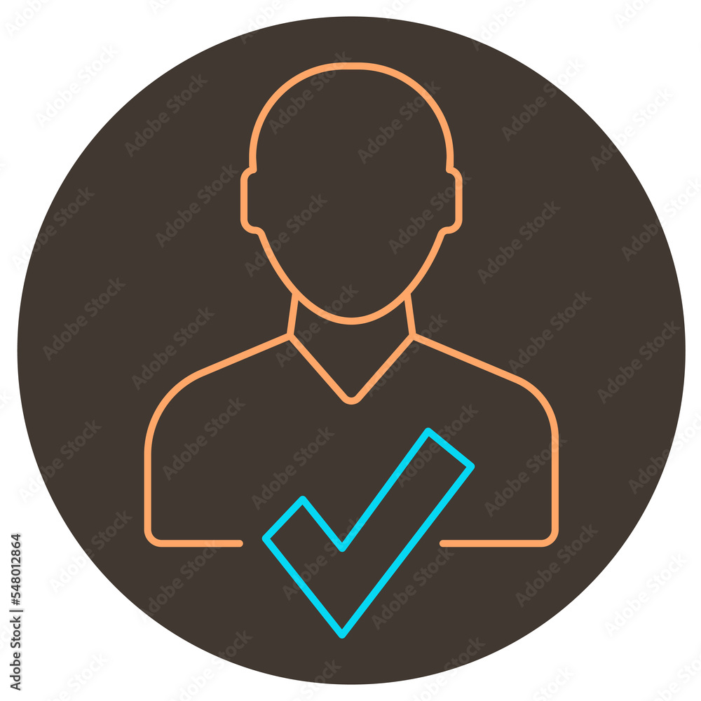 User checkmark line icon. Two color icon on round background