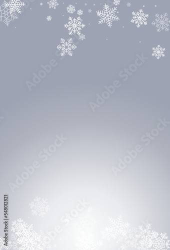 Silver Snowflake Vector Gray Background.