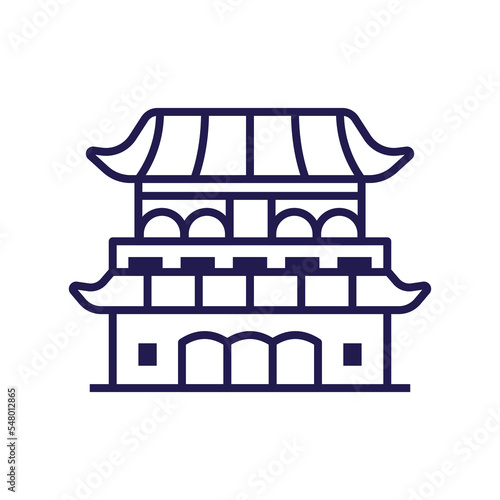 Fototapeta Naklejka Na Ścianę i Meble -  Asian Temple or Palace Icon in Line Art