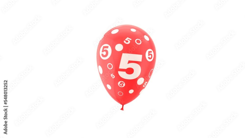 5 Years Old. Birthday Celebration Balloon. Loop Animation. With Green Screen and Alpha Matte Channel. 5 Years Old. Birthday Celebration Balloon. Loop Animation. With Green Screen and Alpha Matte Channel.