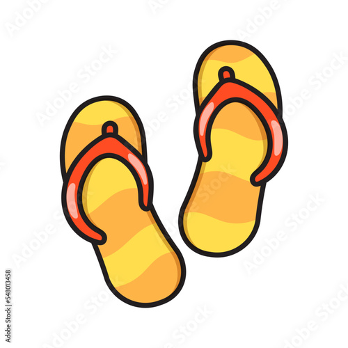 Hawaii pair of rubber sandals sticker for embroidery fashion designs. Cartoon vector illustration isolated on white background