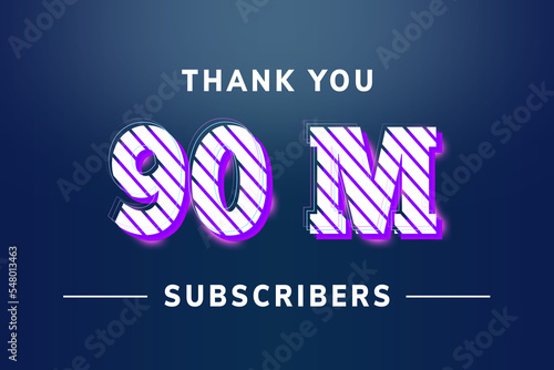 90 Million subscribers celebration greeting banner with Stripe Design