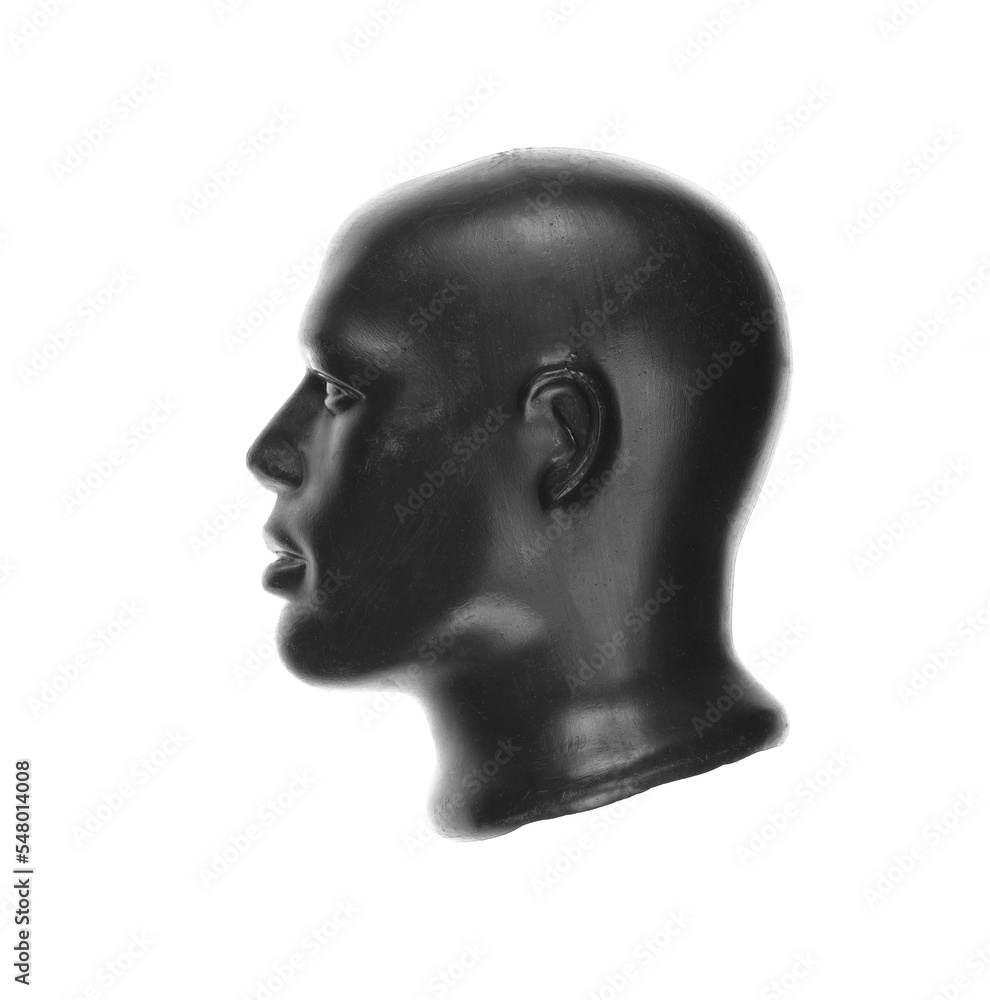 black mannequin head isolated on white background black mannequin head isolated on white background