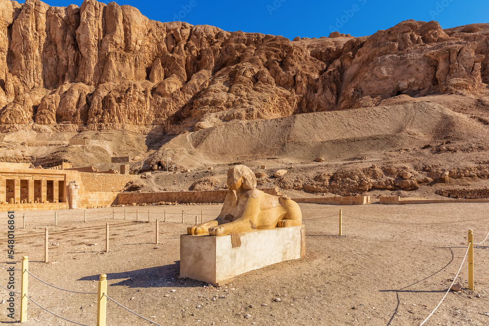 Sphinx Statue in front of Hatshepsut Temple, Luxor, Egypt