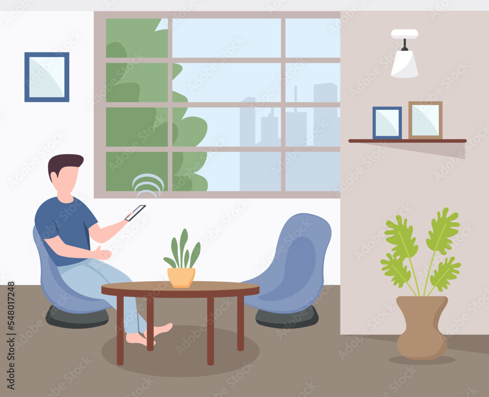 Fototapeta premium A mobile user flat illustration, vector design