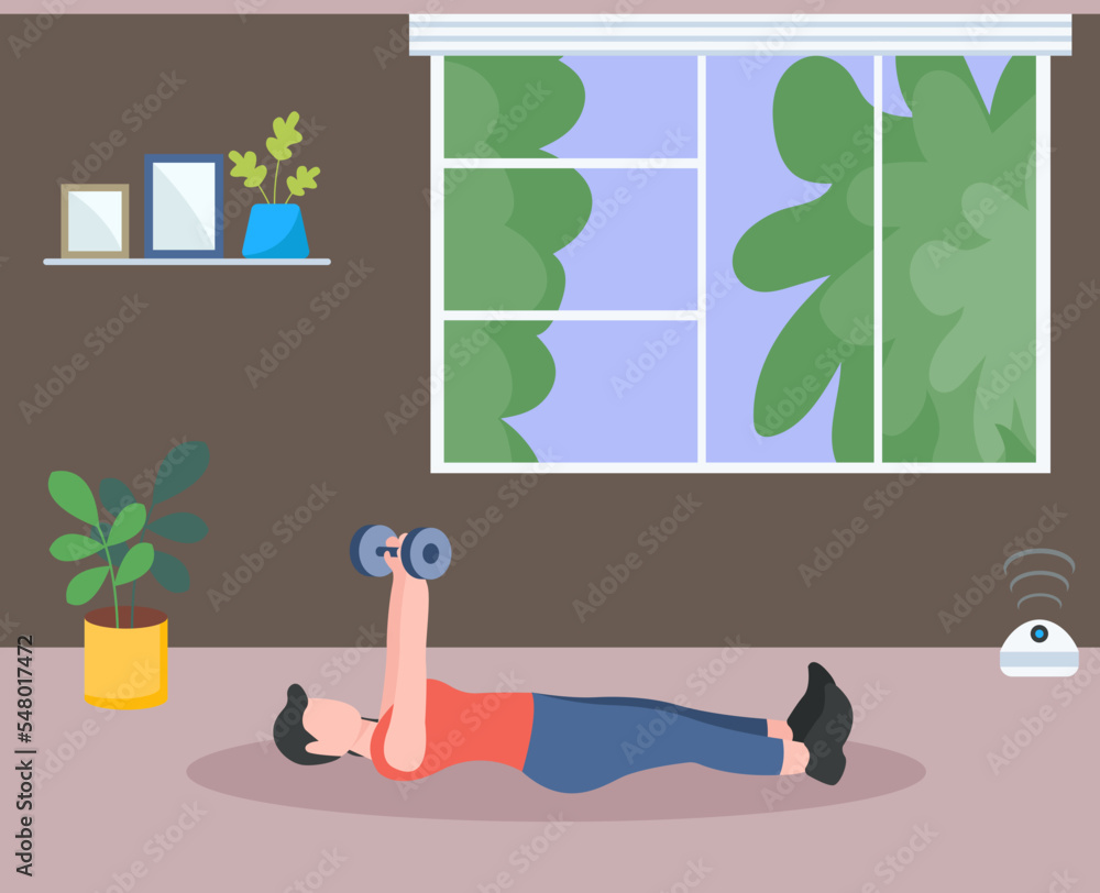 A flat illustration of exercise, girl with exercise pose A flat illustration of exercise, girl with exercise pose