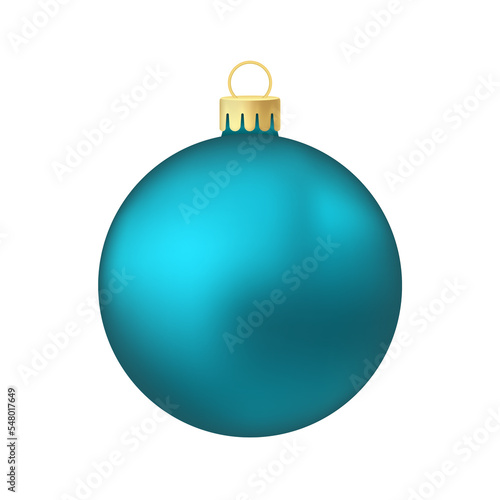 Aqua blue Christmas tree toy or ball Volumetric and realistic color illustration