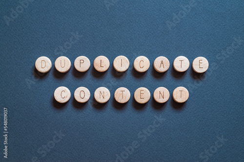 Canvas Print Duplicate content - word concept on cubes