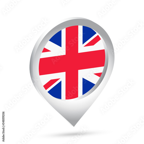 Free Download United Kingdom flag 3d pin icon - GFXLoad
