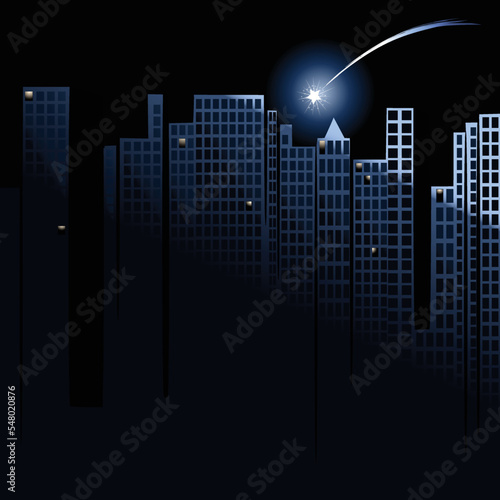 Power outage in city. Christmas background
