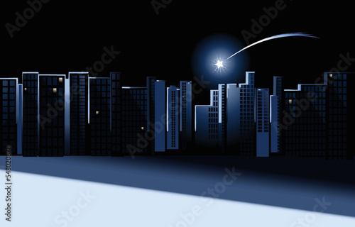 Power outage in city. Christmas background