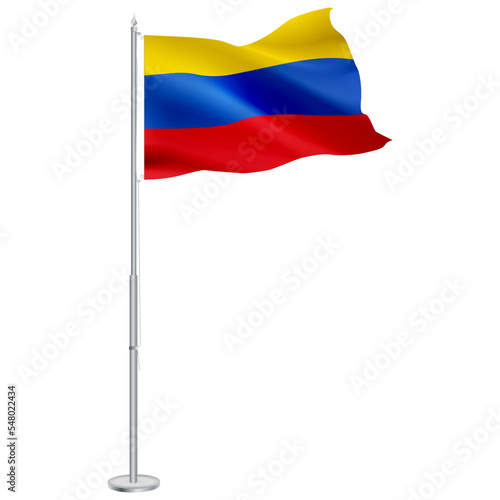 Isolated waving national flag of Venezuela on flagpole