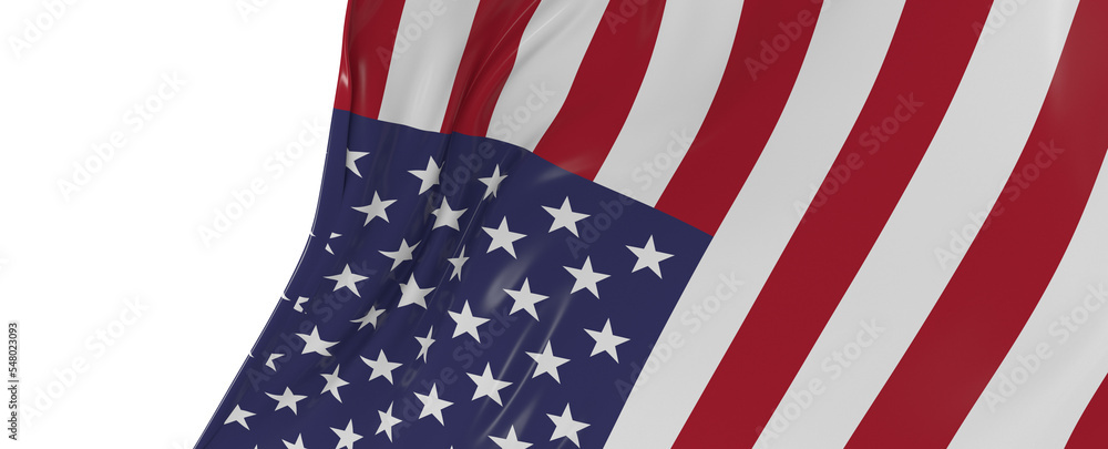 Fototapeta premium American flag on grey background. Copy space