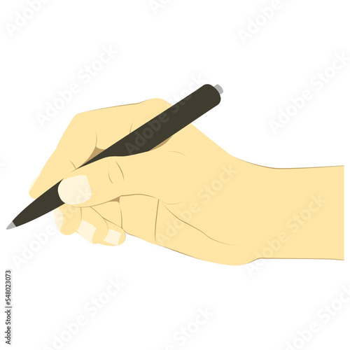 Hand holding pen or pencil in vector graphics