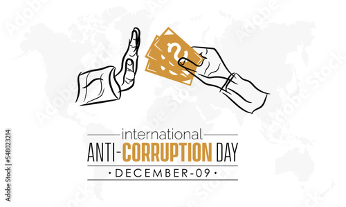 Vector illustration design concept of International Anti-Corruption Day observed on December 9