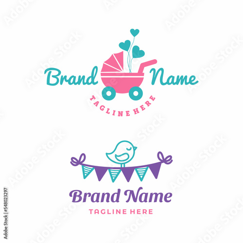 Fashion Baby And Kids Store Logo Design Vector Set